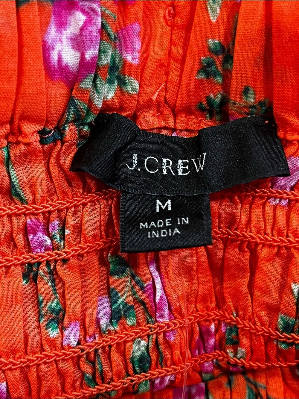 J. Crew Orange Floral Maxi Skirt with Smocked Waist